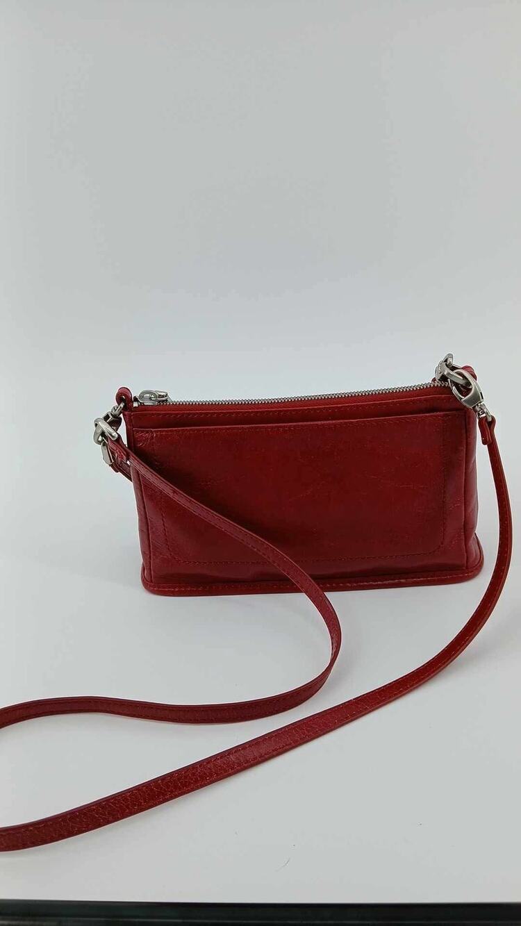 Red Leather crossbody wristlet, Hobo bag